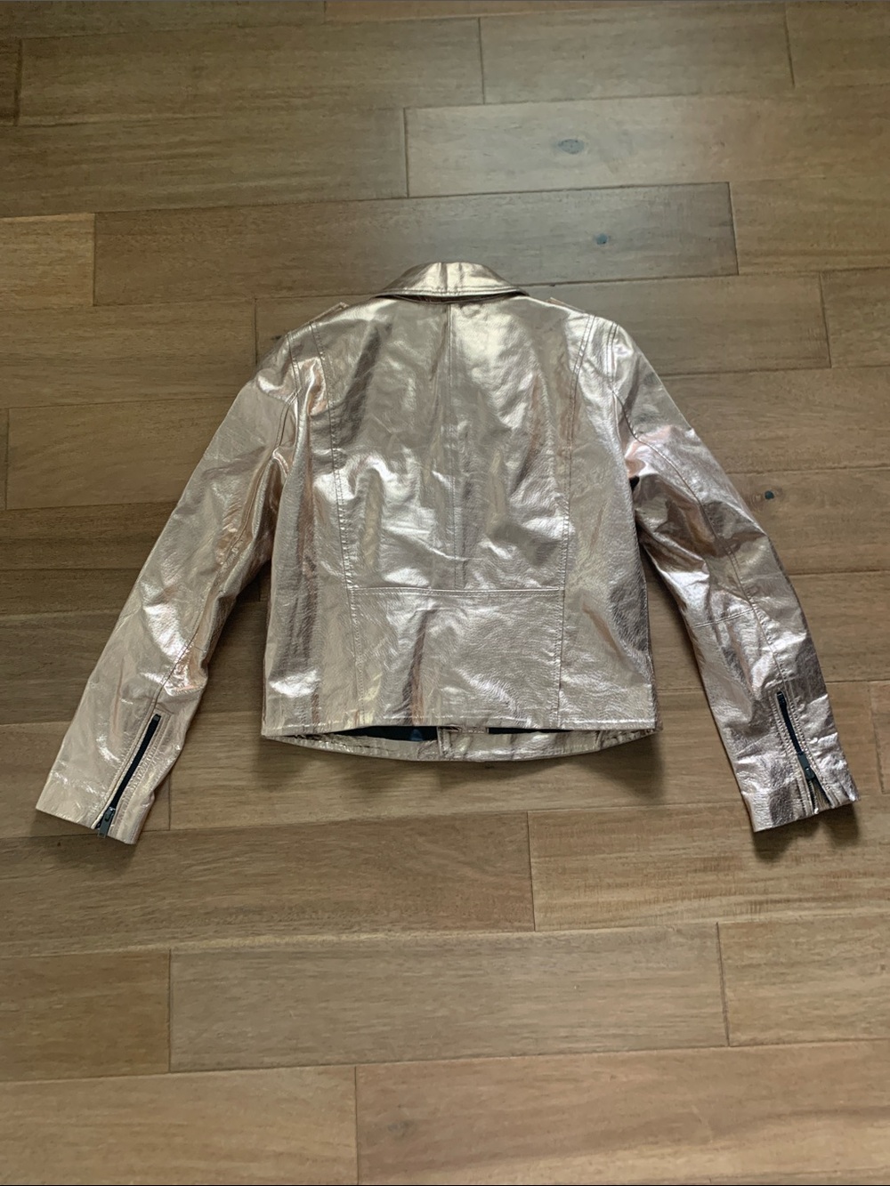 Metallic Rose Gold Moto Jacket - Women Size M - Picture 2 of 7